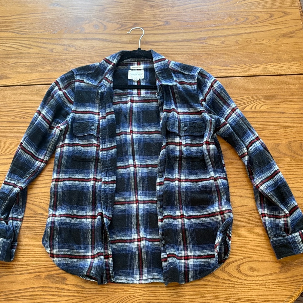American Eagle Outfitters Blue and Red Plaid Shirt